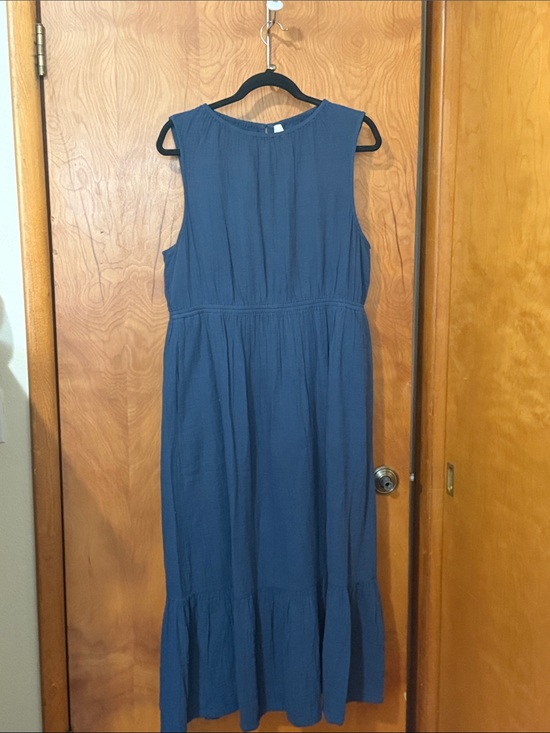 Pact Organic Dresses & Skirts - Pact organic coastal double gauze tiered midi dress size xl navy blue like new